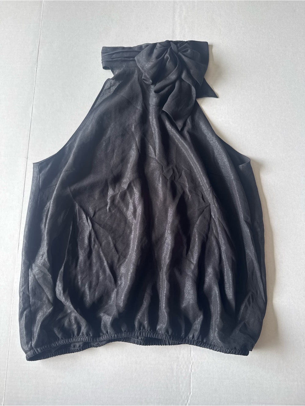 H&M Divided Women’s Black Halter Satin Neck Bow Tank Top